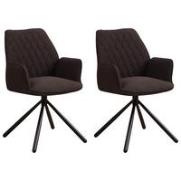 Armlehnstuhl-Set Reims - Schwarz/Braun, Design, Textil/Metall (56/97/52,5cm) - MID.YOU