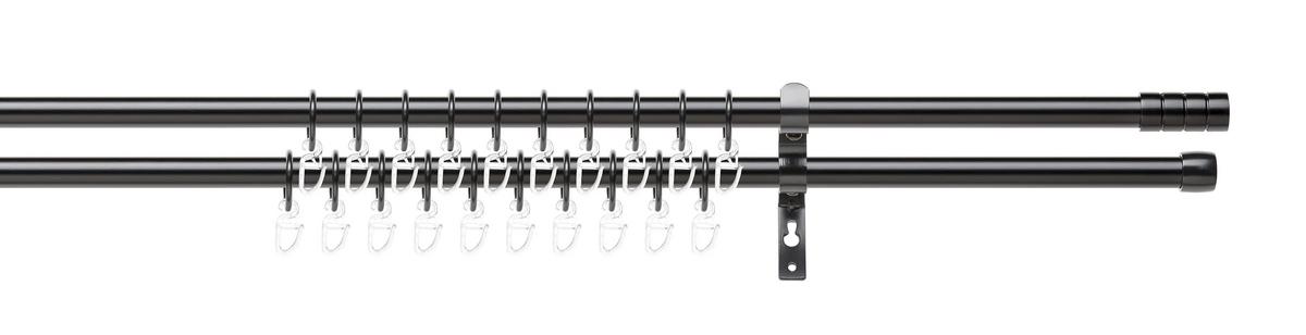 Sada tyčí na závesy JOO 2, 130-240cm - čierna, kov/plast (130-240cm) - Premium Living