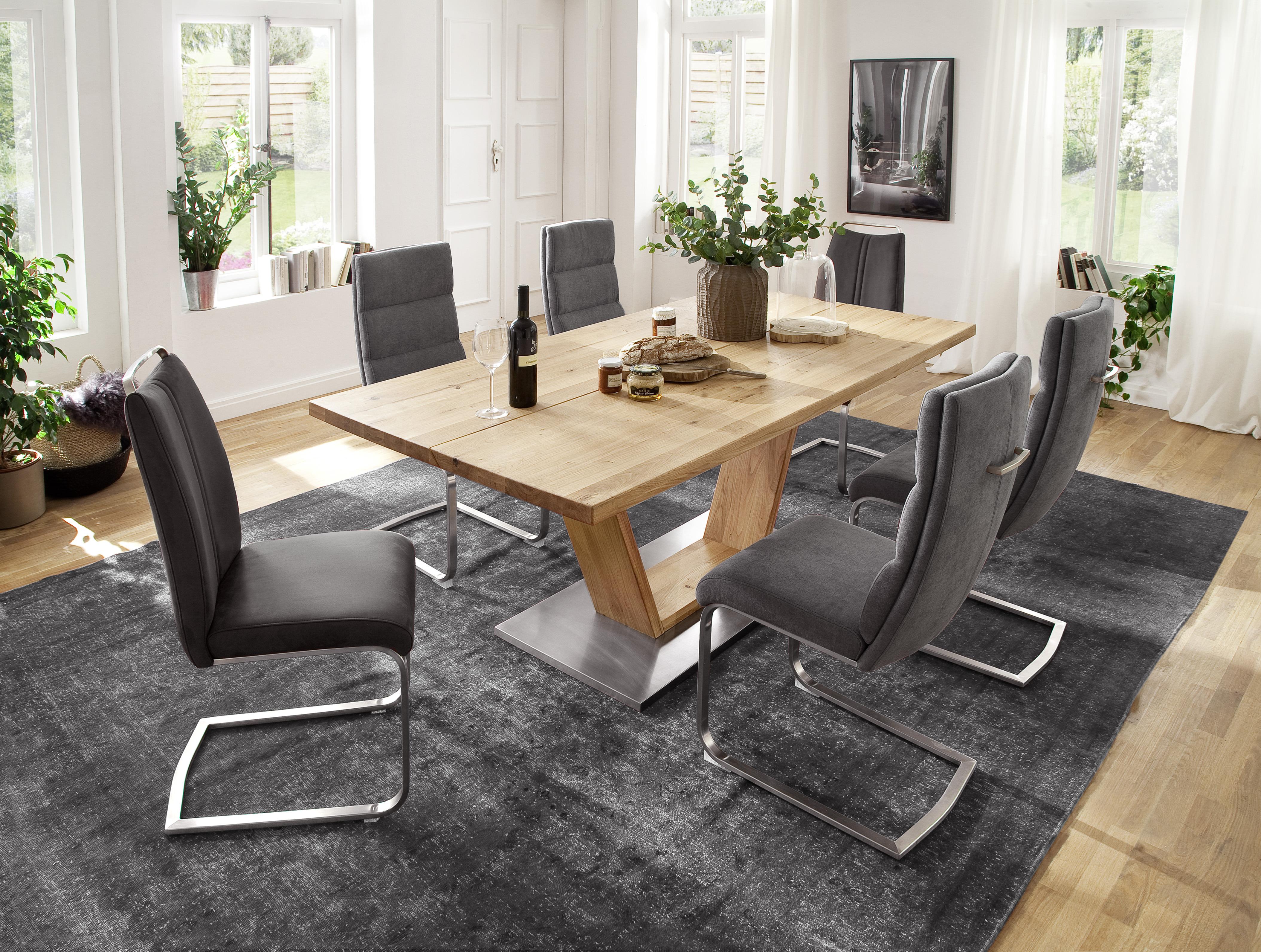 Esstisch Eiche Greta 200x100cm mit Geteilten Platten - Eichefarben, Design, Holz/Holzwerkstoff (200/100/77cm) - Livetastic