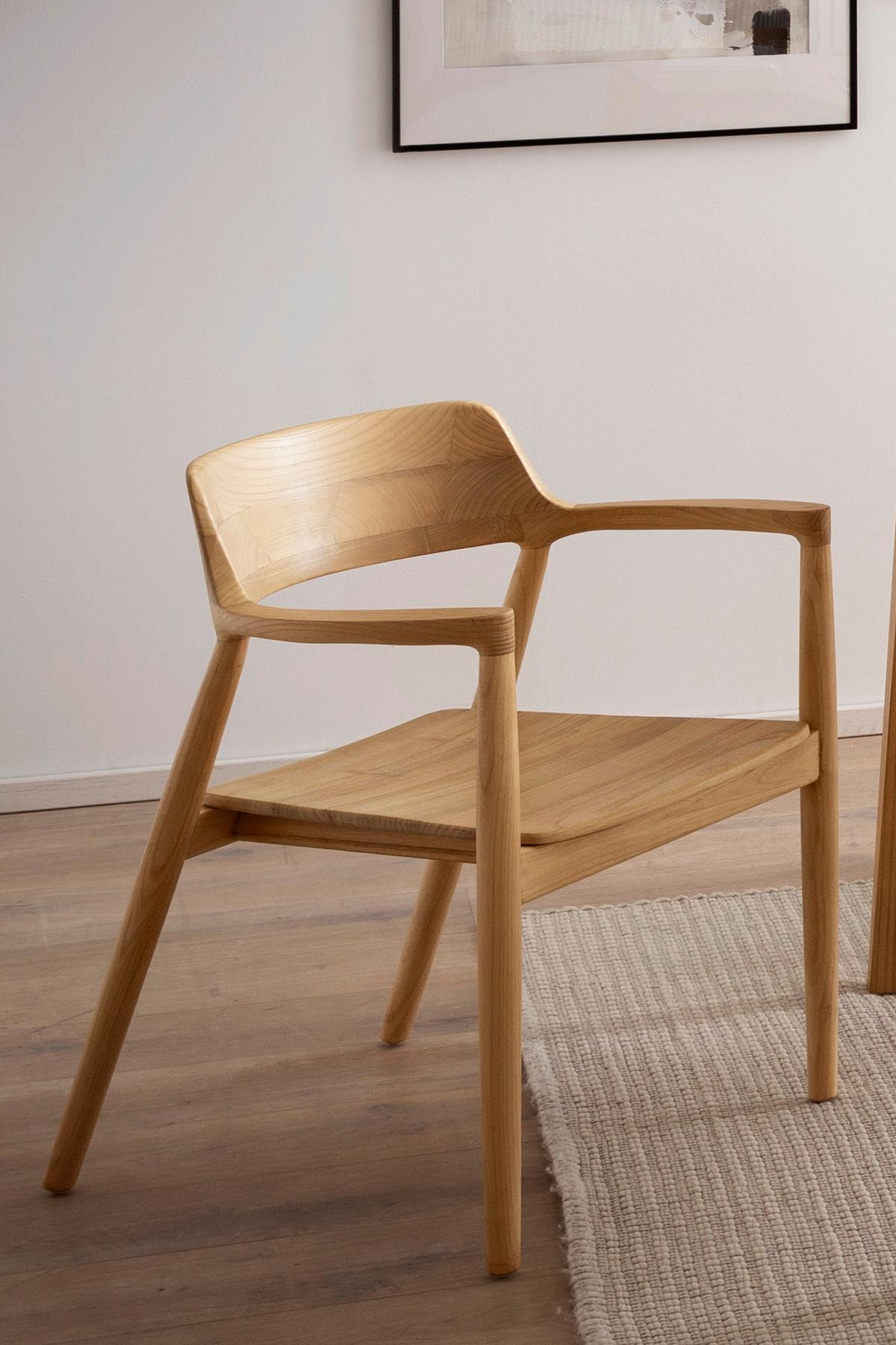 Armlehnstuhl Scandi Holz Naturfarben, B: 57 Cm - Naturfarben, ROMANTIK / LANDHAUS, Holz (57/76/61cm)