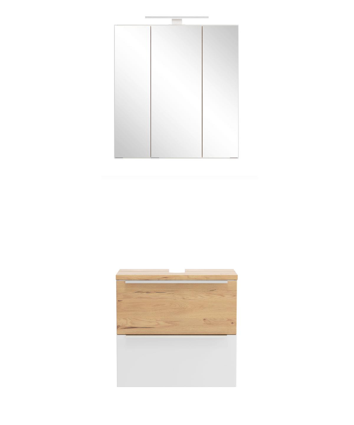 BADEZIMMER Verona Weiß/Wildeiche B: 60cm - Wildeiche/Weiß, Trend, Glas/Holzwerkstoff (60cm) - Held