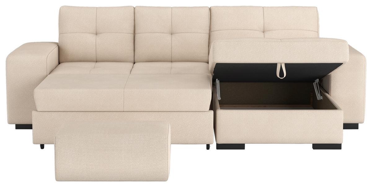 Eckschlafsofa Mattina Naturfarben S: 268x156 Cm - Schwarz/Naturfarben, MODERN, Textil (268/156cm) - MID.YOU