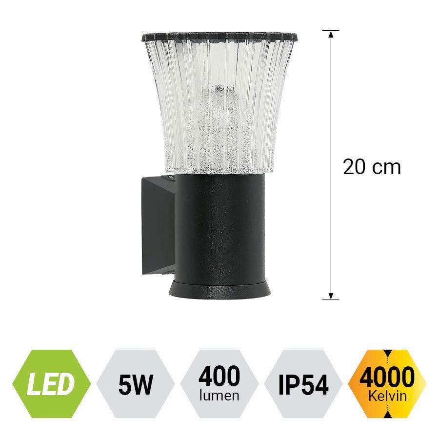 Led Kültéri Falilámpa Avento - fekete/áttetsző, Basics, műanyag/fém (20cm)