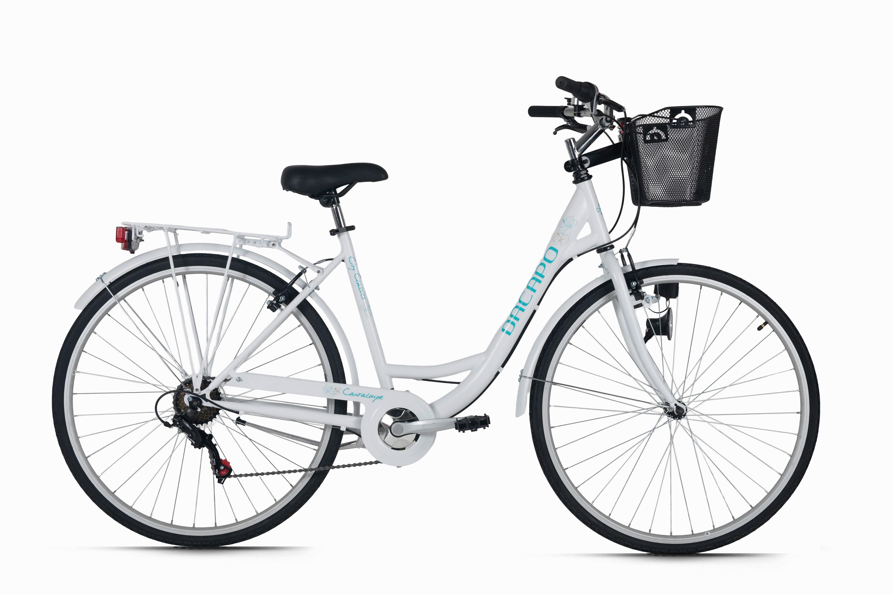 Citybike 28'' mit Korb DaCapo Cantaloupe weiß/türkis - Weiß, LIFESTYLE, Metall (25/140/60cm)