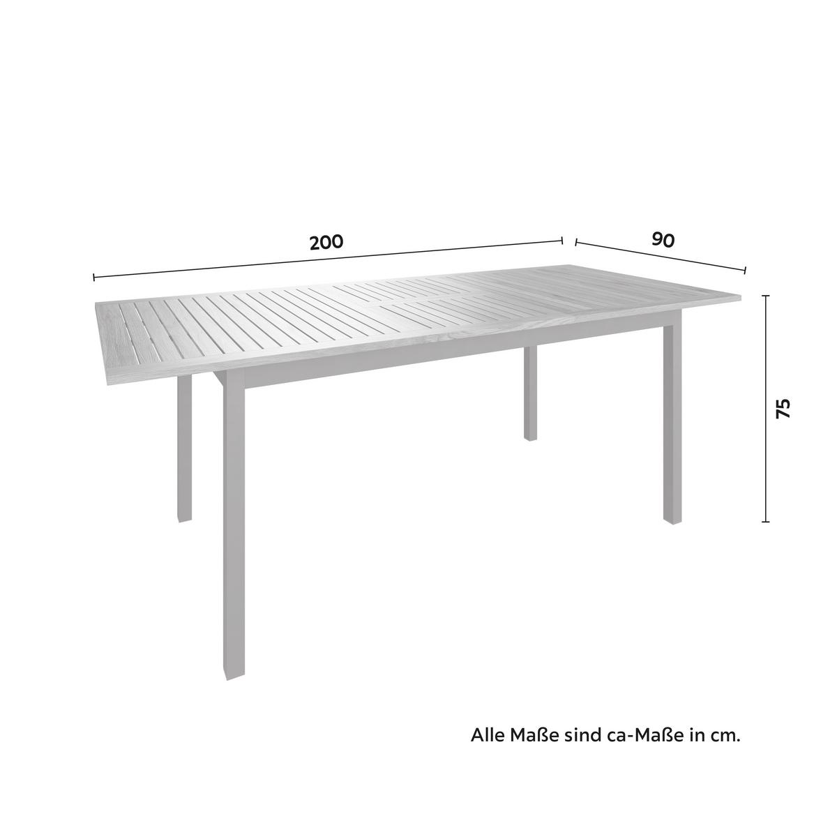 ZAHRADNÍ STŮL KOS - šedá, Natur, kov/dřevo (150-200/75/90cm) - Mömax
