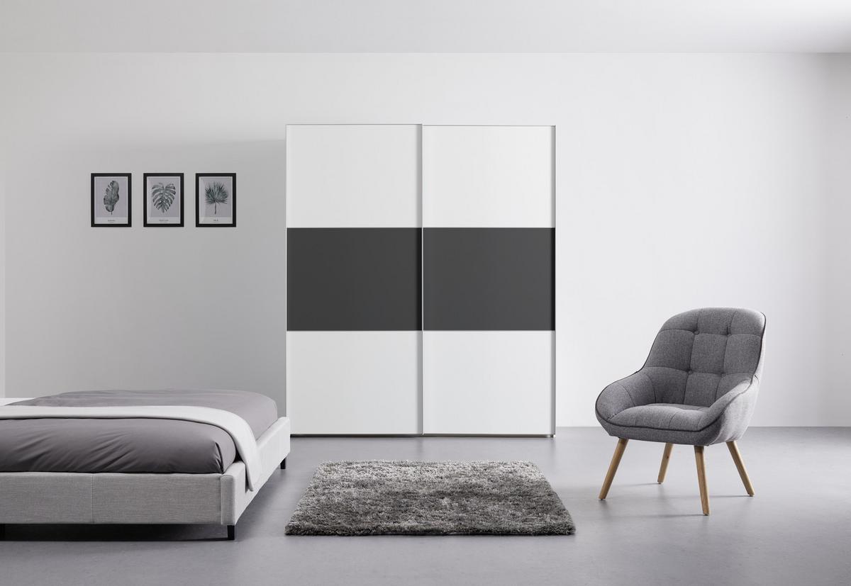 Schwebetürenschrank 188cm Includo, Weiß/Anthrazit - Anthrazit/Weiß, Design, Holzwerkstoff (188/222/68cm) - MID.YOU