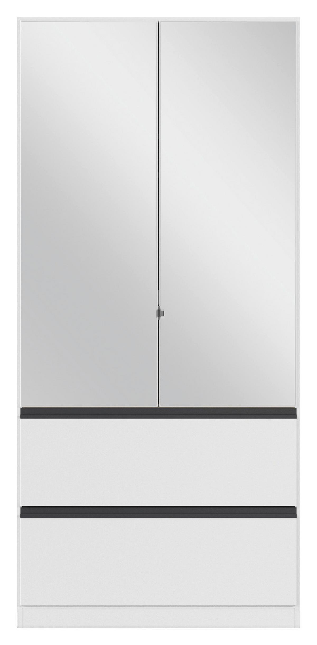 Drehtürenschrank Costa Weiß B: 91 cm - Weiß, MODERN, Holzwerkstoff (91/197/54cm) - Rauch Möbel