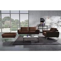 3-Sitzer-Sofa Springer D. Braun Schwarz, B: 207 cm - Chromfarben/Dunkelbraun, Design, Leder (207/85/92cm) - Livetastic