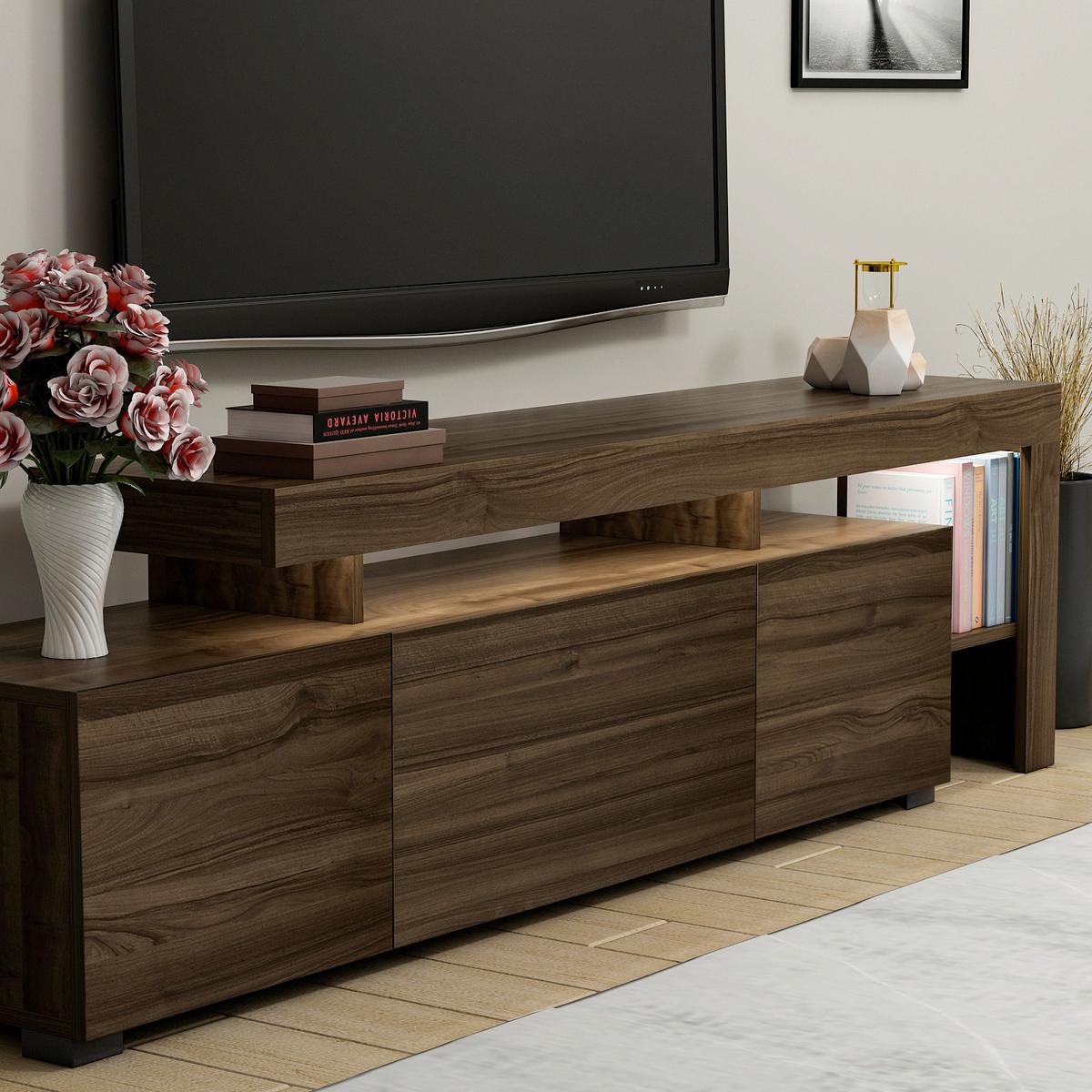 Lowboard Beliz Nussbaumfarben B: 192 Cm - Nussbaumfarben, Design, Holzwerkstoff (192/53/37cm) - Livetastic