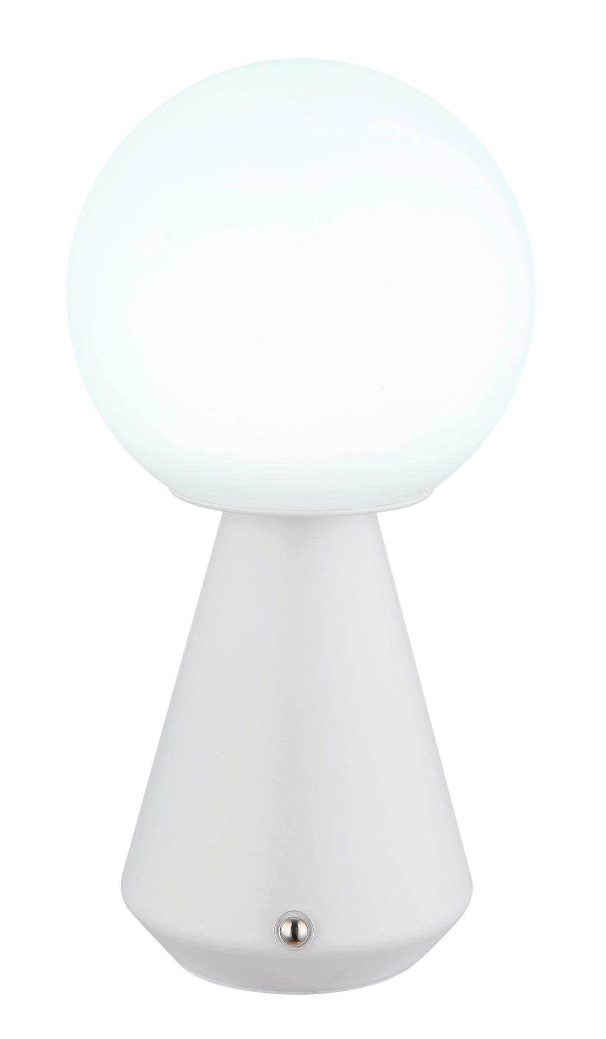 Akku-tischleuchte Sora Weiß D: 12 Cm - Weiß, Design, Kunststoff/Metall (12/23,5cm) - Globo