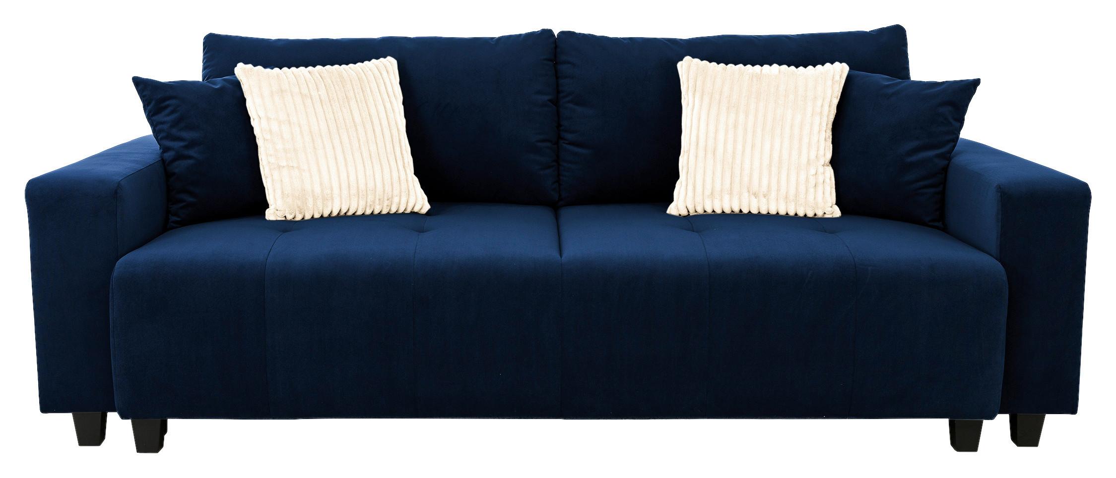 Ecksofa mit Bettfunktion Lily Velours blau, 240x119cm - Blau/Schwarz, Trend, Holz/Holzwerkstoff (240/119cm) - Luca Bessoni