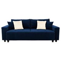 Ecksofa mit Bettfunktion Lily Velours blau, 240x119cm - Blau/Schwarz, Trend, Holz/Holzwerkstoff (240/119cm) - Luca Bessoni