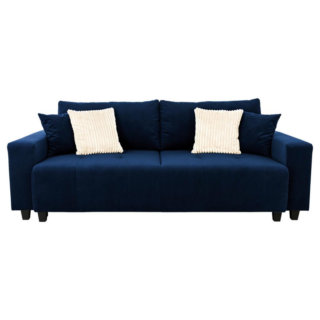 Ecksofa mit Bettfunktion Lily Velours blau, 240x119cm