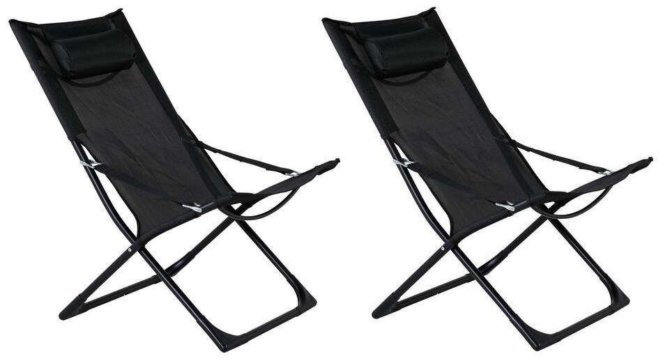 Strandsessel Seville Metall, Textil - Schwarz, KONVENTIONELL, Textil/Metall (63/89/84cm) - Gardenson