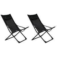 Strandsessel Seville Metall, Textil - Schwarz, KONVENTIONELL, Textil/Metall (63/89/84cm) - Gardenson