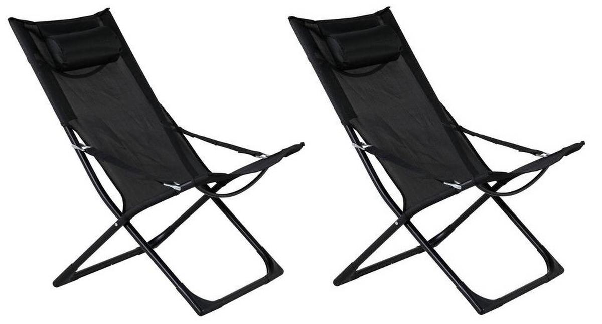 Strandsessel Seville Metall, Textil - Schwarz, KONVENTIONELL, Textil/Metall (63/89/84cm) - Gardenson