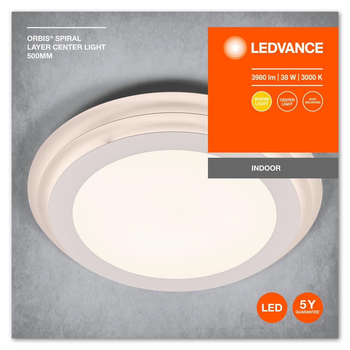 LED-Deckenleuchte, 38w Orbis Spiral Layers Round 38w - Weiß, Basics, Metall (50/7cm) - Ledvance