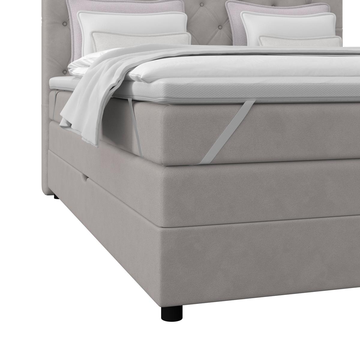 Boxspringbett Elio Silberfarben 180x200 Cm H2 - Silberfarben/Schwarz, ROMANTIK / LANDHAUS, Textil (184/121/212cm) - James Wood