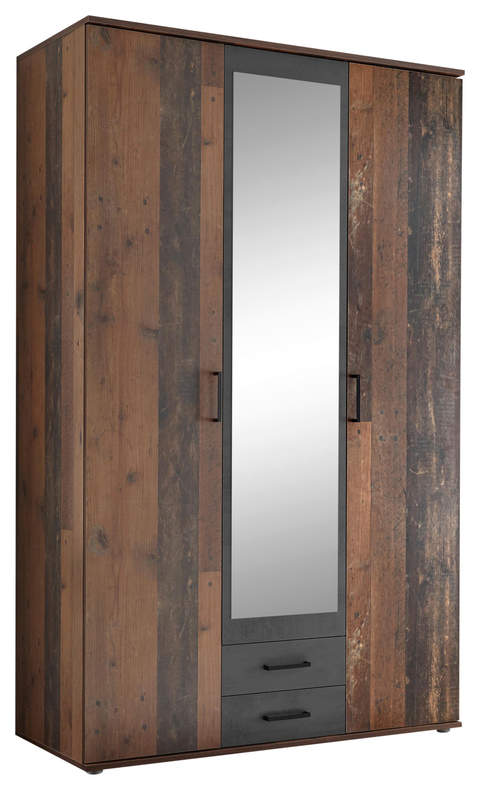 Drehtürenschrank Mit Spiegel B: 120 cm Chicago - Schieferfarben/Akaziefarben, Basics, Glas/Holzwerkstoff (120/196/53,5cm) - MID.YOU