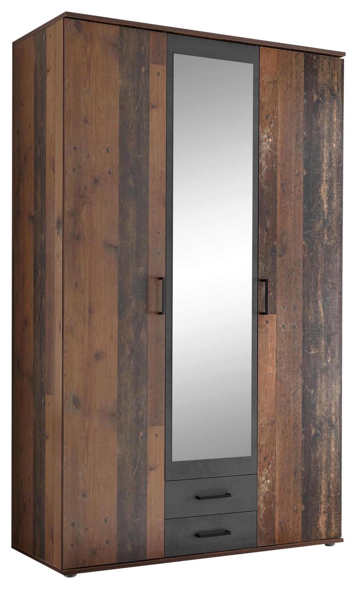 Drehtürenschrank Mit Spiegel B: 120 Cm Chicago - Schieferfarben/Akaziefarben, Basics, Glas/Holzwerkstoff (120/196/53,5cm) - MID.YOU