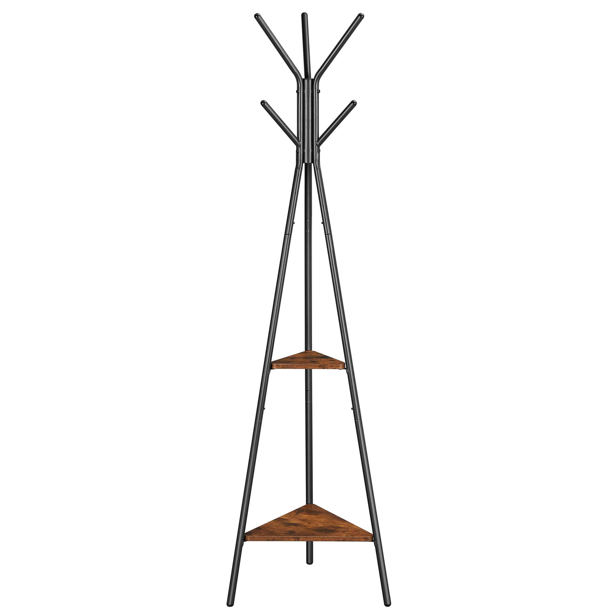 Garderobenständer mit 6 Haken B: 49 cm, H: 179 cm - Schwarz/Braun, Trend, Holzwerkstoff/Metall (49/179/49cm) - Boxxx