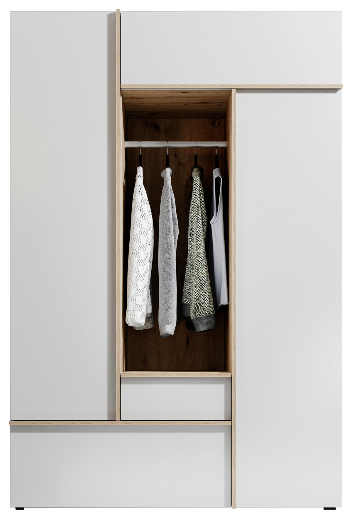 Drehtürenschrank Mit Schubladen 135 Balve - Eichefarben/Weiß, MODERN, Holzwerkstoff (135/204/59cm) - MID.YOU