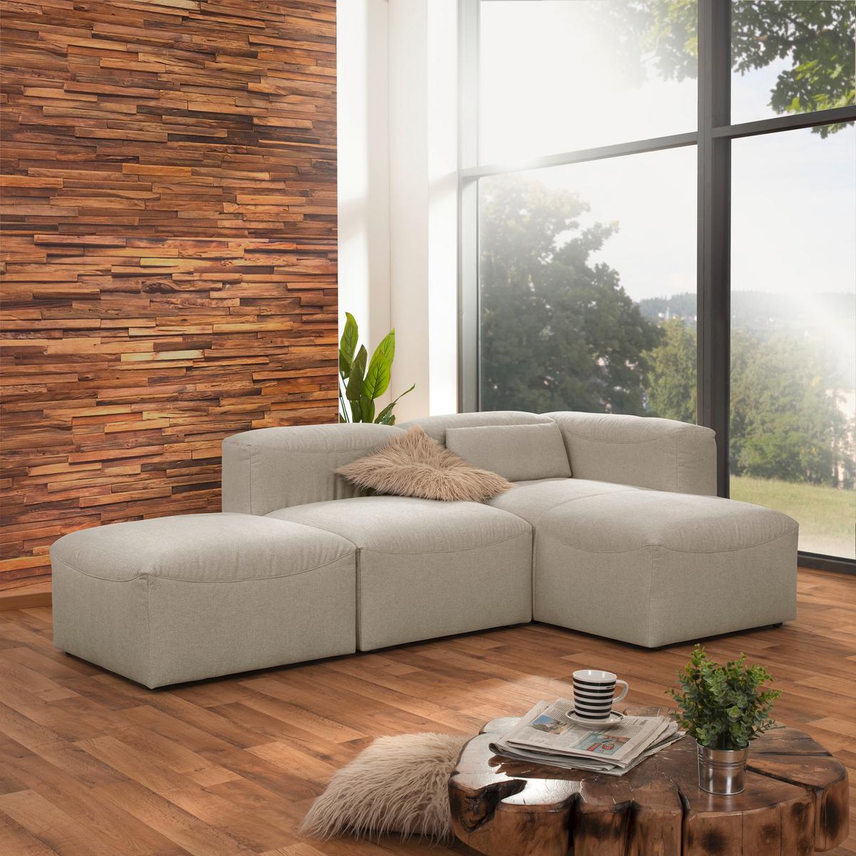 Ecksofa Lena Creme Flachgewebe - Creme, Design, Textil (250/73/160cm) - Max Winzer