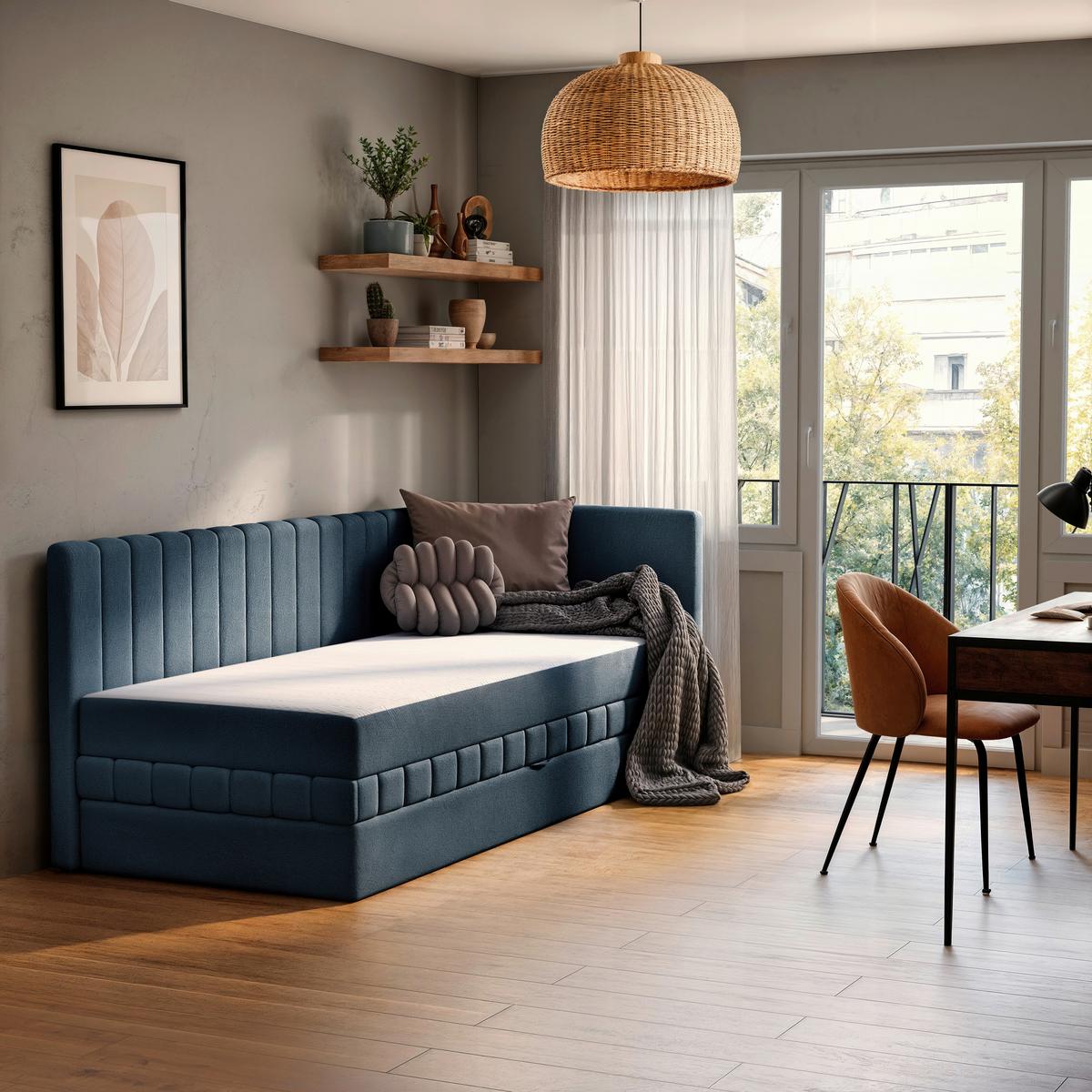 Schlafsofa Roma, Blau B: 212 Cm - Blau/Schwarz, Design, Holz/Holzwerkstoff (212/83/99cm) - MID.YOU