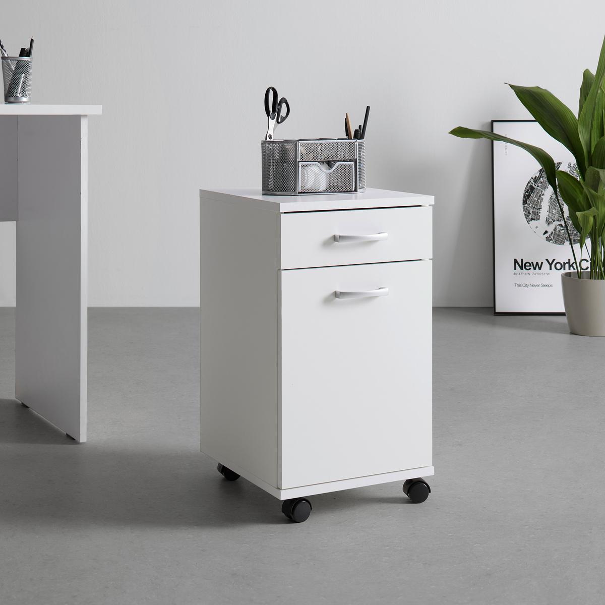 Kontajner na kolieskach biela - biela, Konventionell, kompozitné drevo/plast (33/59/38cm) - Mömax