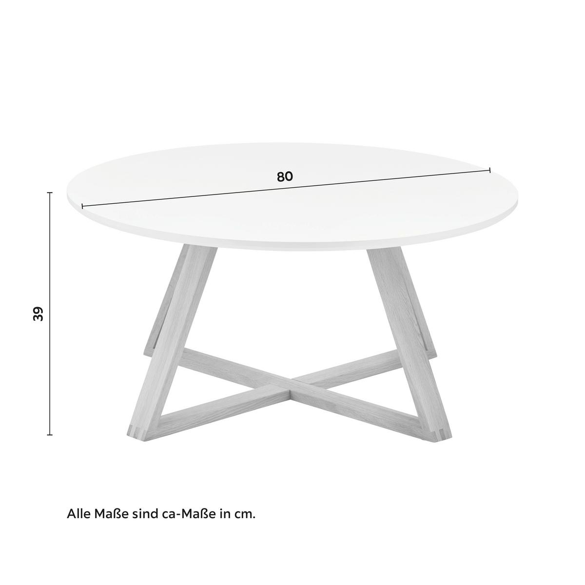 Konferenční stolek MATTIA - bílá/barvy dubu, Moderní, dřevo/kompozitní dřevo (80/39cm) - Mömax