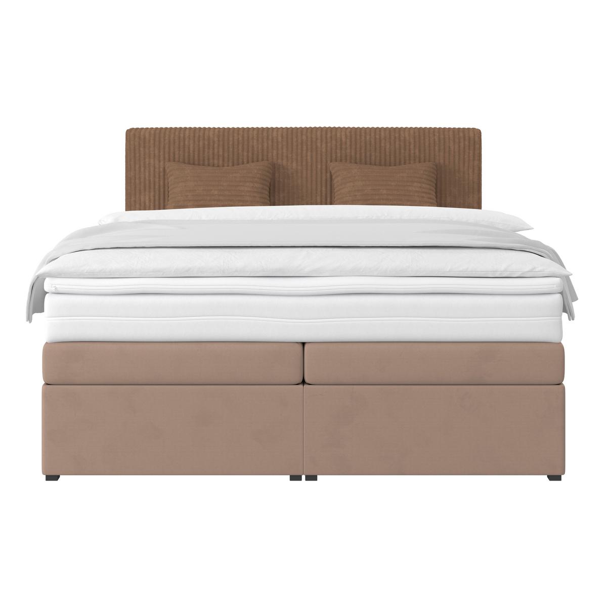Boxspringbett Mit Topper Mit Bettkasten 180x200 Cm Rossa - Schwarz/Braun, MODERN, Holzwerkstoff/Textil (180/200cm)