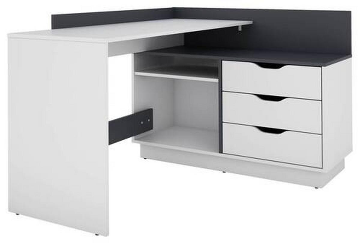 Eckschreibtisch mit Stauraum 105 cm Belfast Schwarz/Weiß - Schwarz/Weiß, LIFESTYLE, Holzwerkstoff (129/105/84cm) - MID.YOU