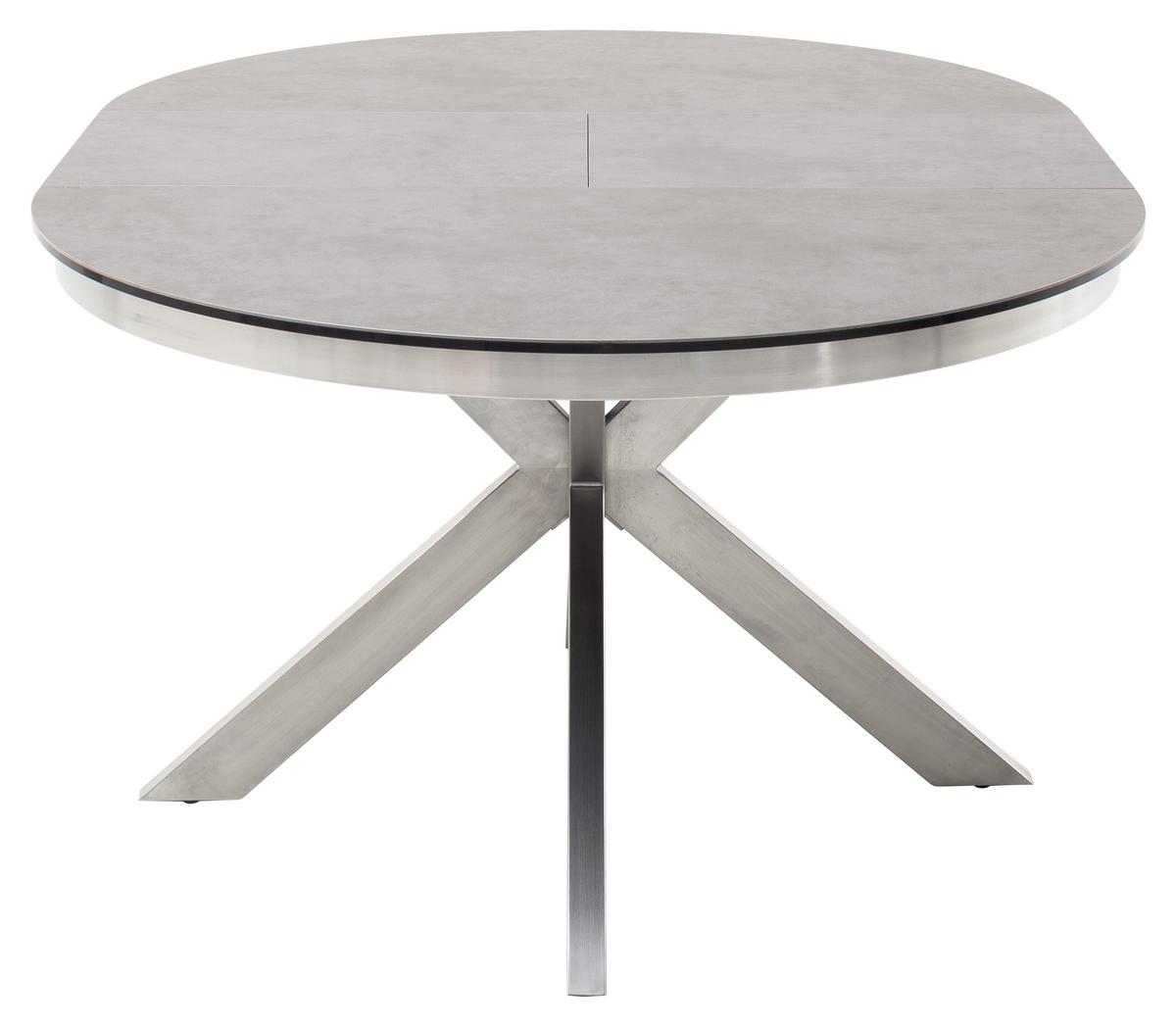Esstisch ausziehbar Winnipeg 120-160x120 cm Anthrazit - Edelstahlfarben/Anthrazit, Design, Keramik/Metall (120/120/76cm) - Livetastic