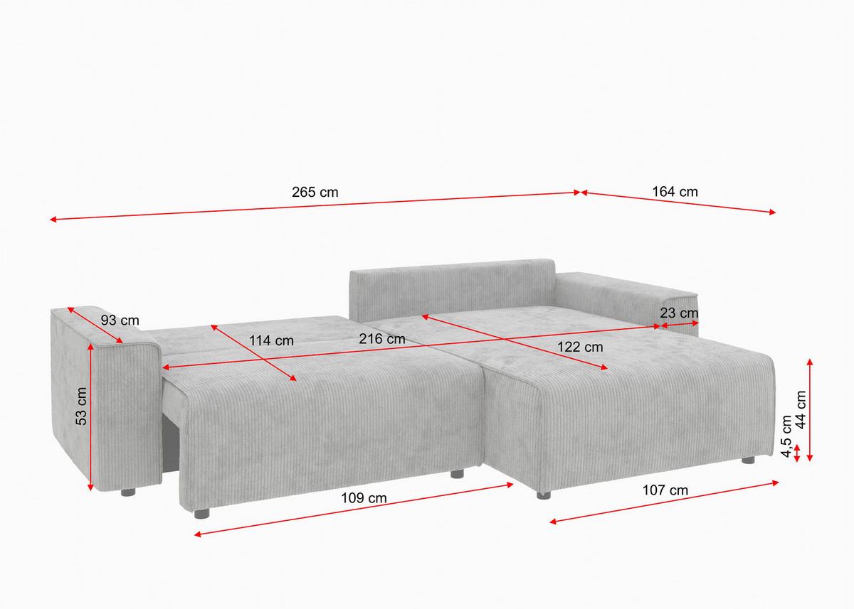 Ecksofa Chance Dunkelgrün S: 265x164 cm - Dunkelgrün/Schwarz, MODERN, Textil (265/164cm) - Trendmanufaktur