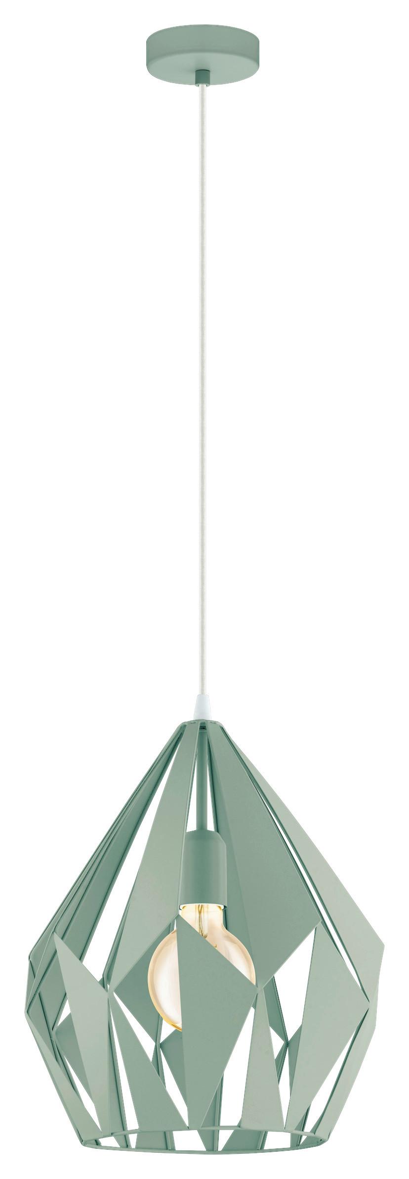 Hängeleuchte Carlton-P H: 150 cm, mit Metall-Fassung - Pastellgrün, LIFESTYLE, Metall (31/150cm) - Eglo