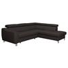 Ecksofa Aspen Dunkelbraun S: 245 Cm - Chromfarben/Dunkelbraun, Design, Leder/Textil (245/208cm) - Livetastic