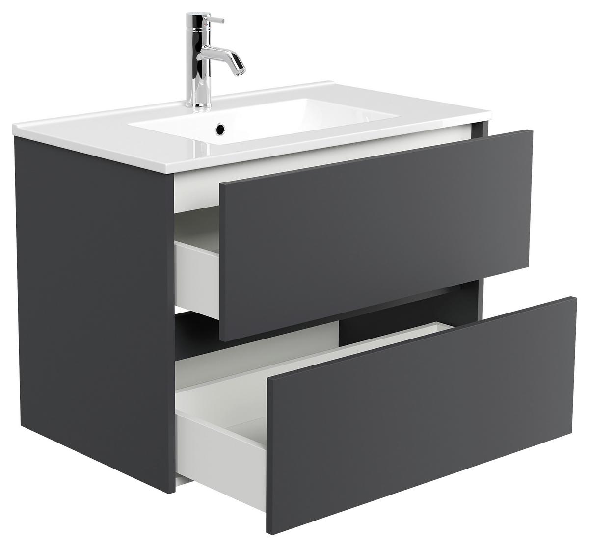 Waschtischkombi Limes Graphitfarben B: 81 cm - Graphitfarben/Weiß, MODERN, Keramik/Holzwerkstoff (81/58,7/46,5cm) - MID.YOU