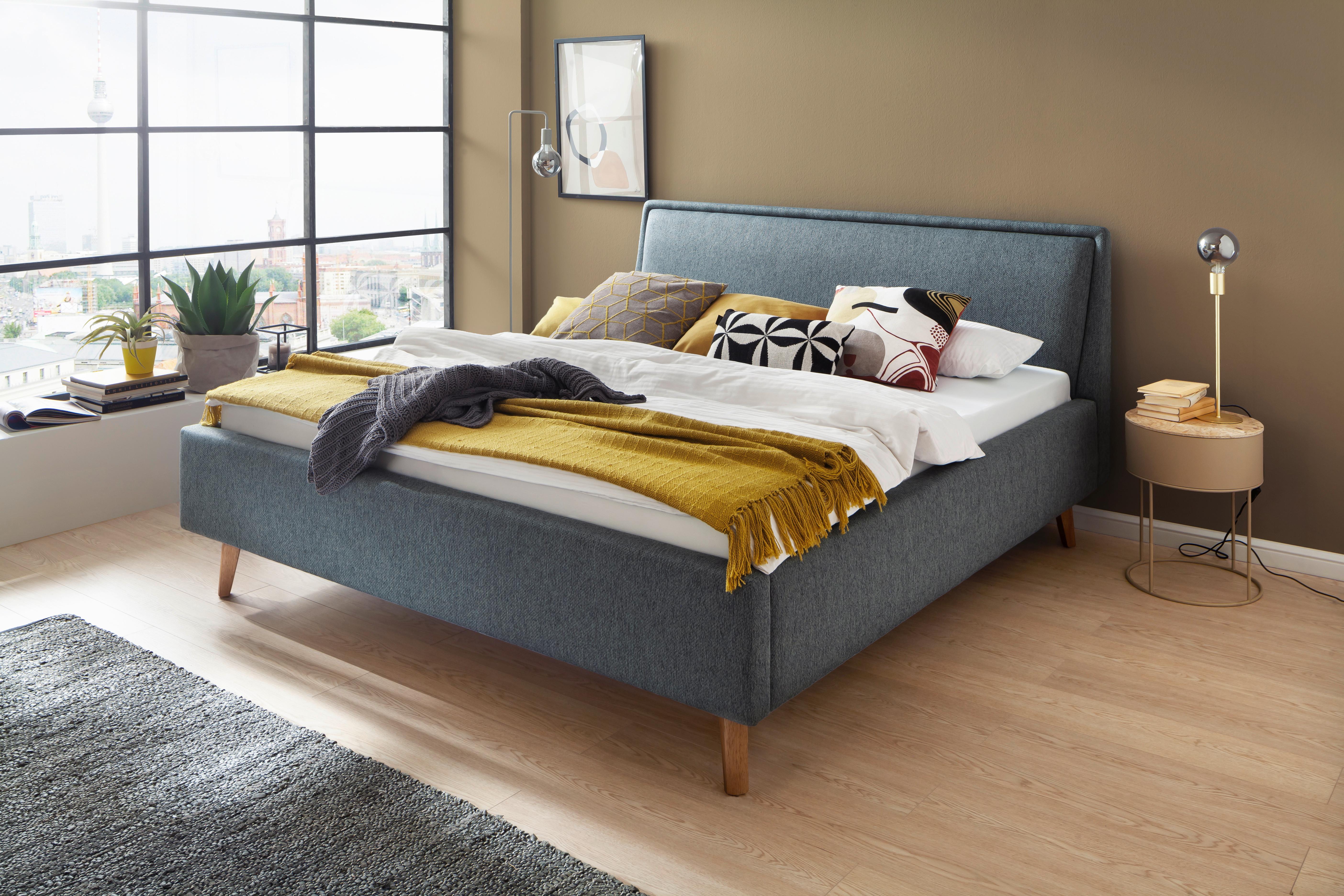 Polsterbett Frieda 140x200cm Blau - Blau/Eichefarben, KONVENTIONELL, Textil (140/200cm) - Livetastic