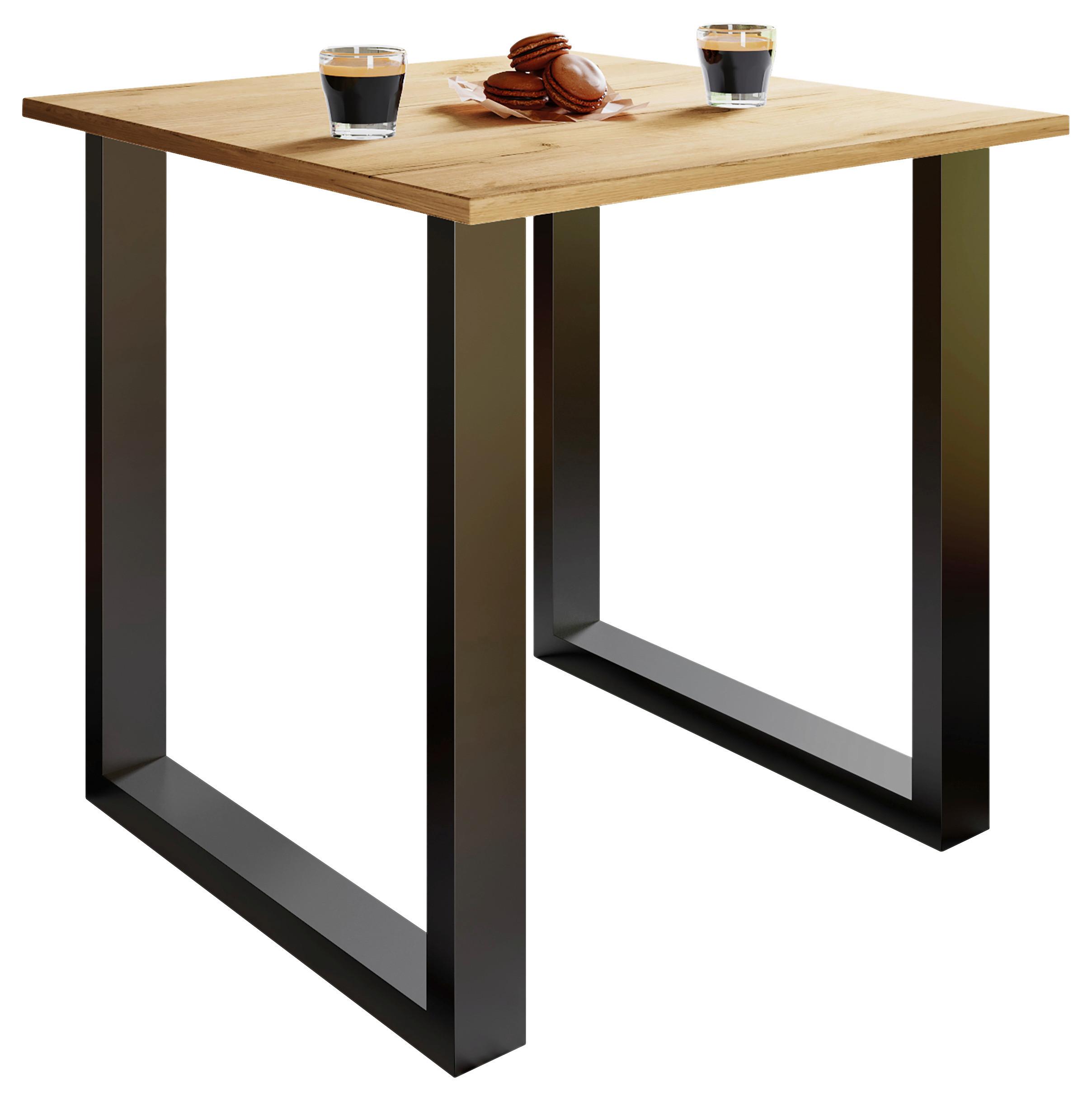 L: 80 cm Schwarz, Honigeiche - Honigeiche/Schwarz, Design, Holzwerkstoff/Metall (80/80/76cm) - MID.YOU