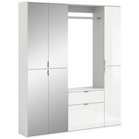 Garderobe Projekt X Weiß B: 152 Cm - Weiß Hochglanz, MODERN, Glas/Holzwerkstoff (152/193/34cm) - MID.YOU