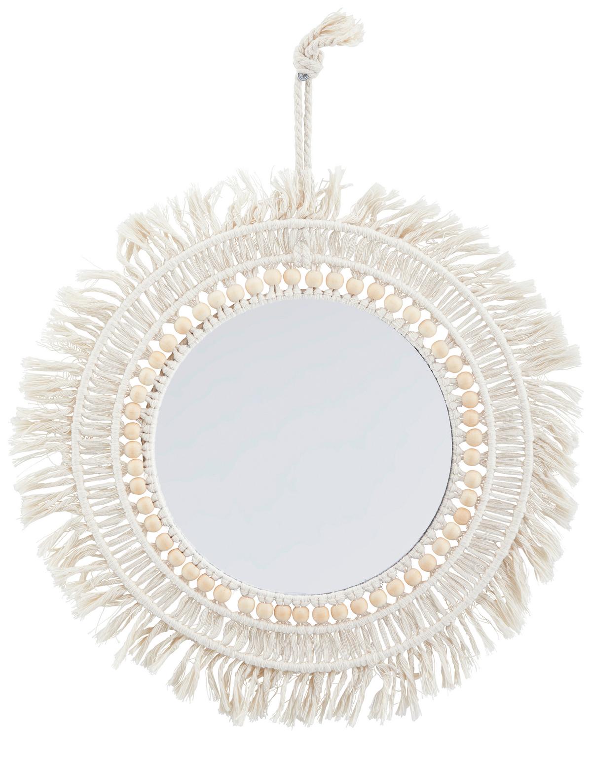 Fali Tükör Stine - fehér, Modern, Üveg/textil (37cm) - Luca Bessoni