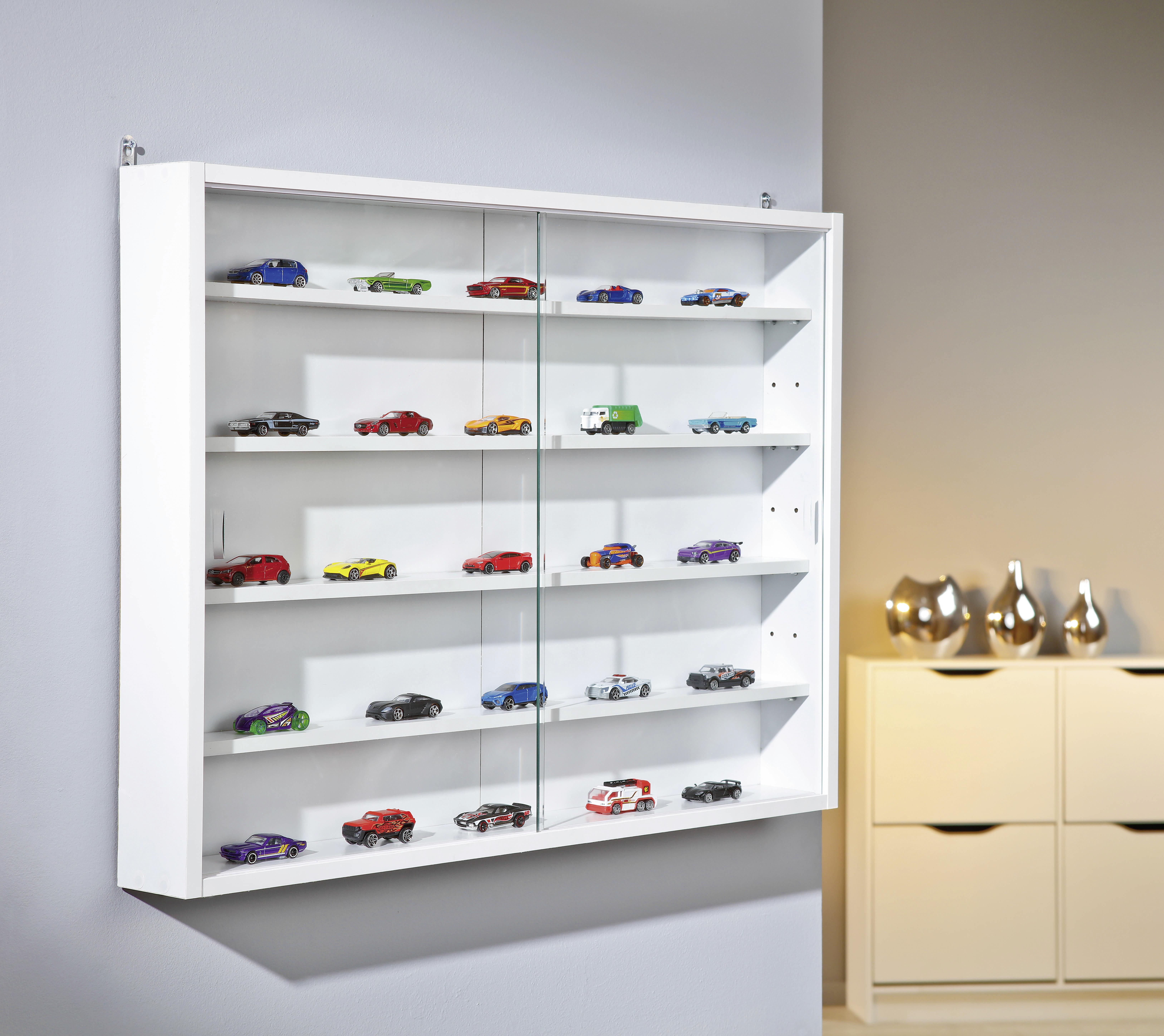 Závěsná Vitrína Collecty - bílá, kompozitní dřevo/sklo (80/60/9.50cm) - Modern Living