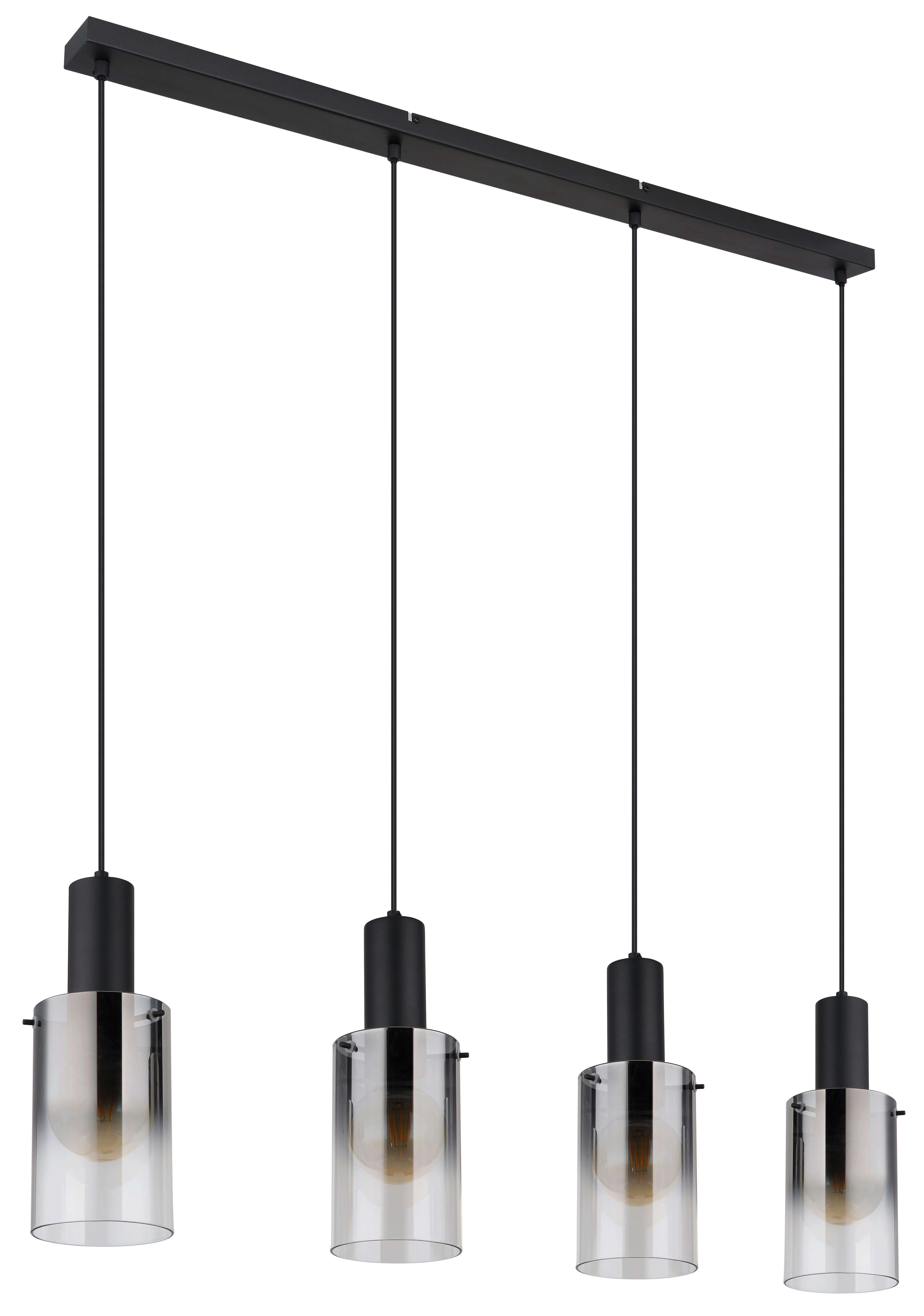 HÄNGELEUCHTE 15907-4H - Klar/Schwarz, Design, Glas/Kunststoff (102.5/12.5/150cm) - Globo