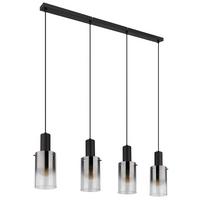 HÄNGELEUCHTE 15907-4H - Klar/Schwarz, Design, Glas/Kunststoff (102.5/12.5/150cm) - Globo