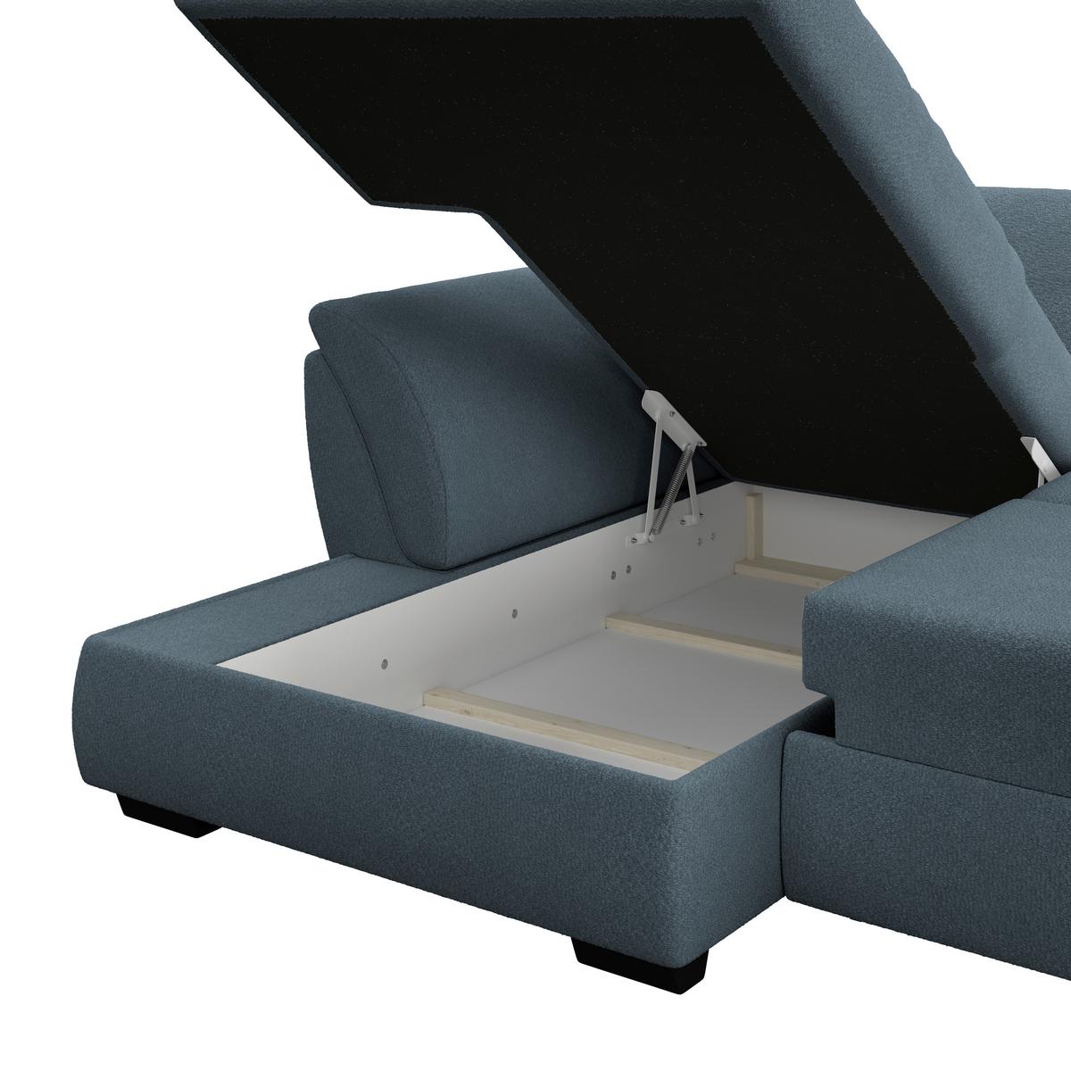 Rohová sedačka BERISSO, ľavá, modrá - modrá/čierna, Konventionell, textil/plast (187/278cm) - Ondega