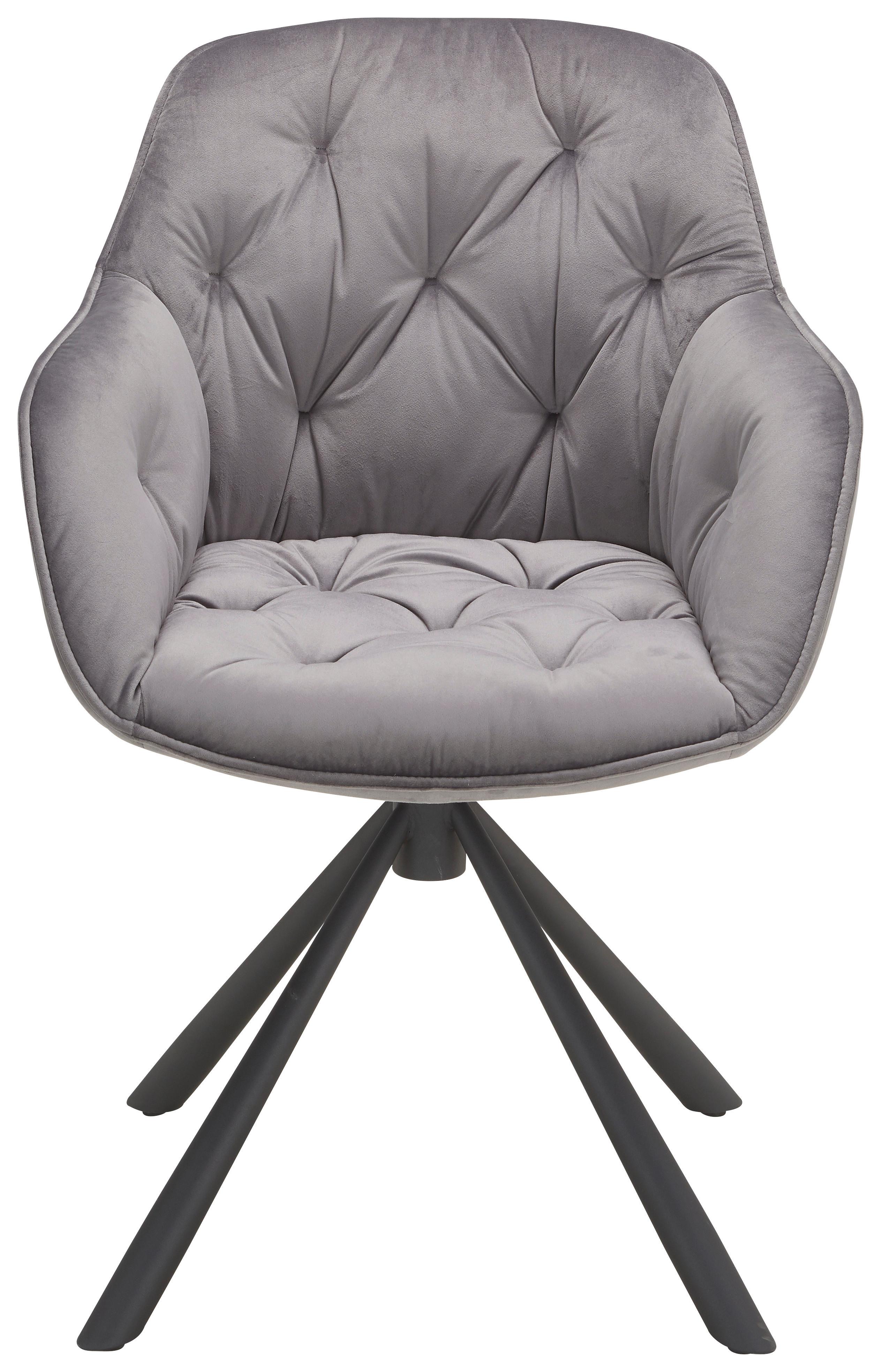 Židle EILEEN šedá - šedá/černá, Lifestyle, kov/textil (68/86/64cm) - Premium Living