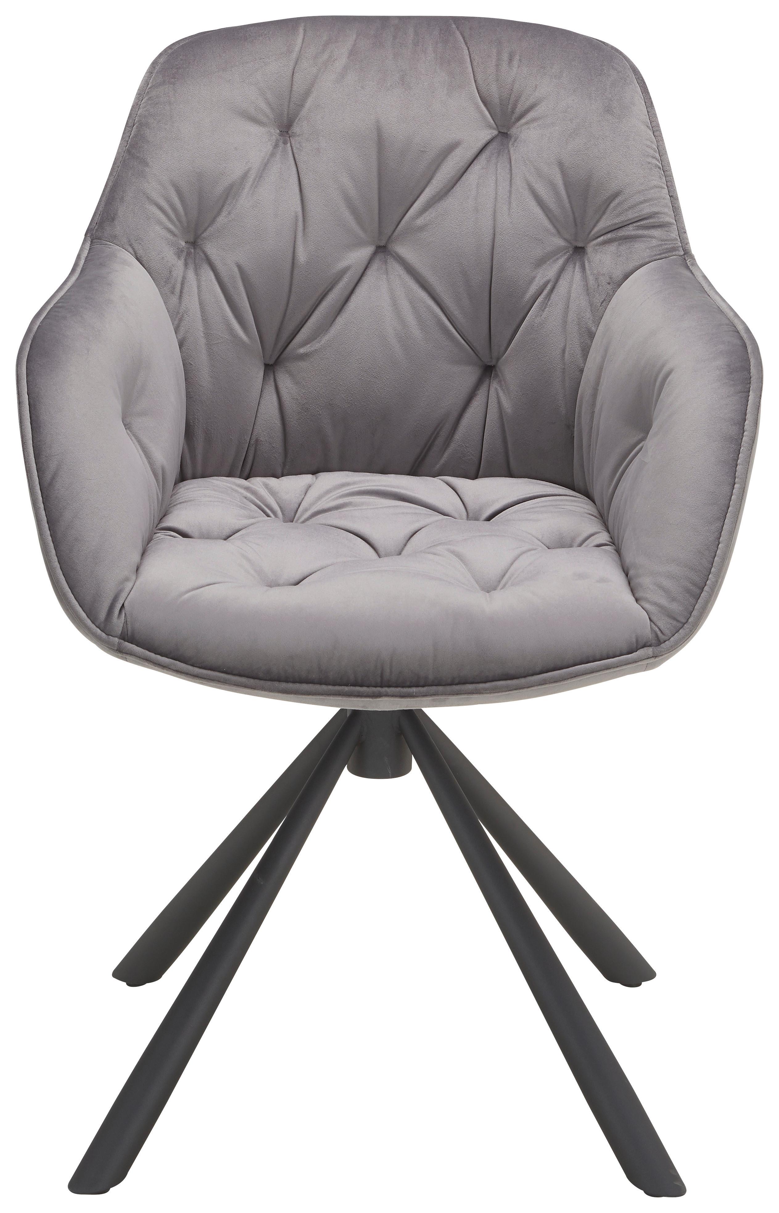 Židle Eileen Šedá - šedá/černá, Lifestyle, kov/textil (63/86/66cm) - Premium Living