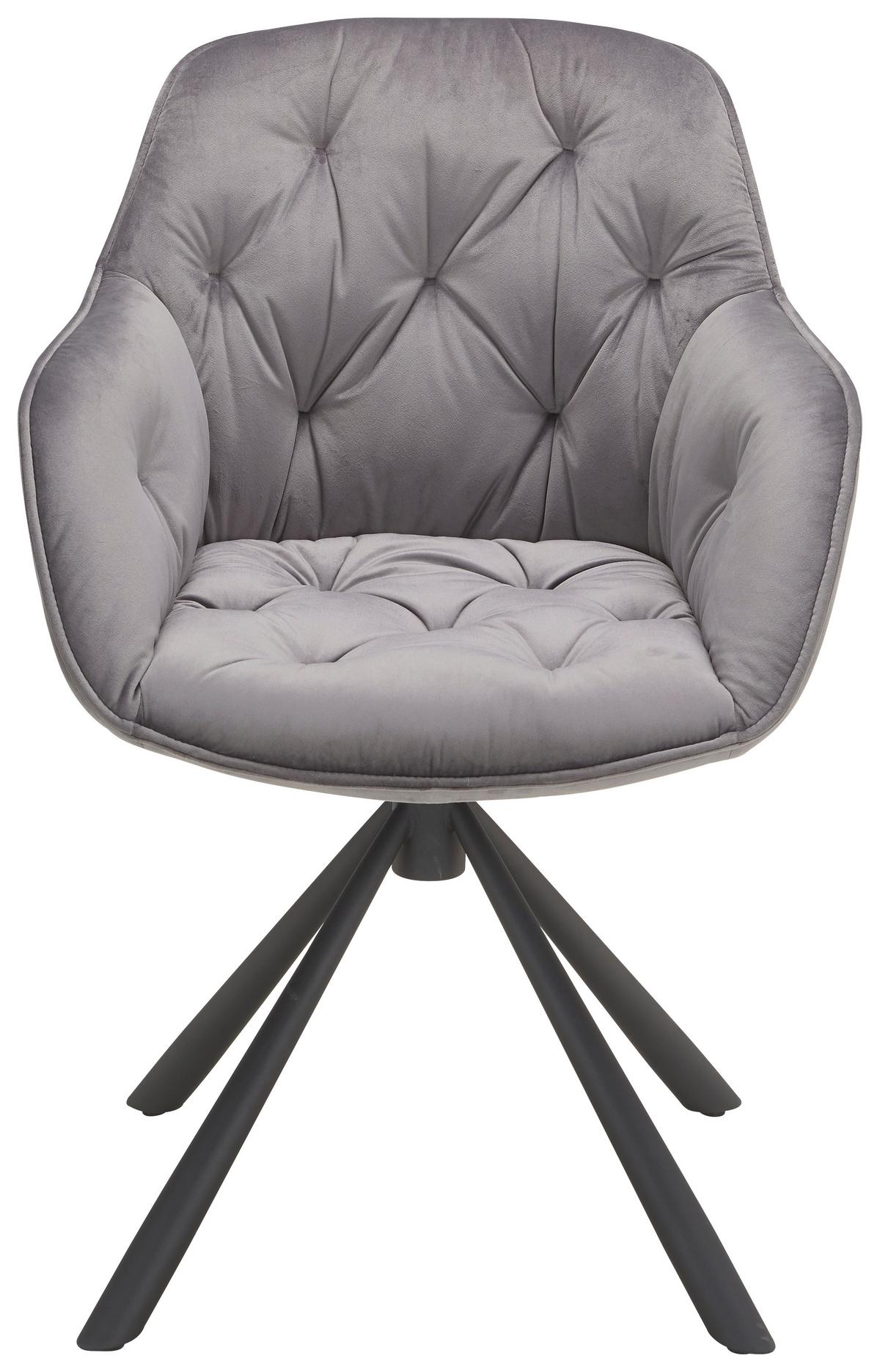 Židle EILEEN šedá - šedá/černá, Lifestyle, kov/textil (68/86/64cm) - Premium Living