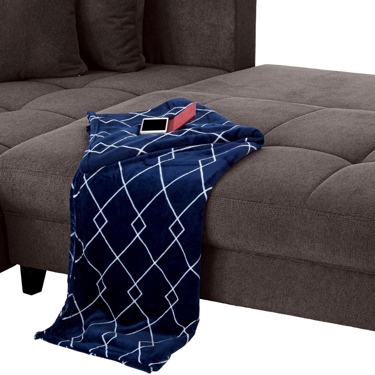 Ecksofa Mendoza - Graubraun/Schwarz, Design, Textil (197/309cm) - Ondega