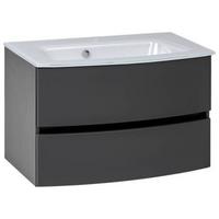 Waschbecken mit Unterschrank Kopenhagen B: 80 cm Grau/Weiß - Graphitfarben/Weiß, KONVENTIONELL, Glas/Holzwerkstoff (80cm) - Held
